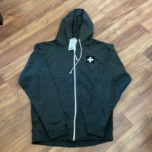 NEW Grey Cotton Hoodie with Cross